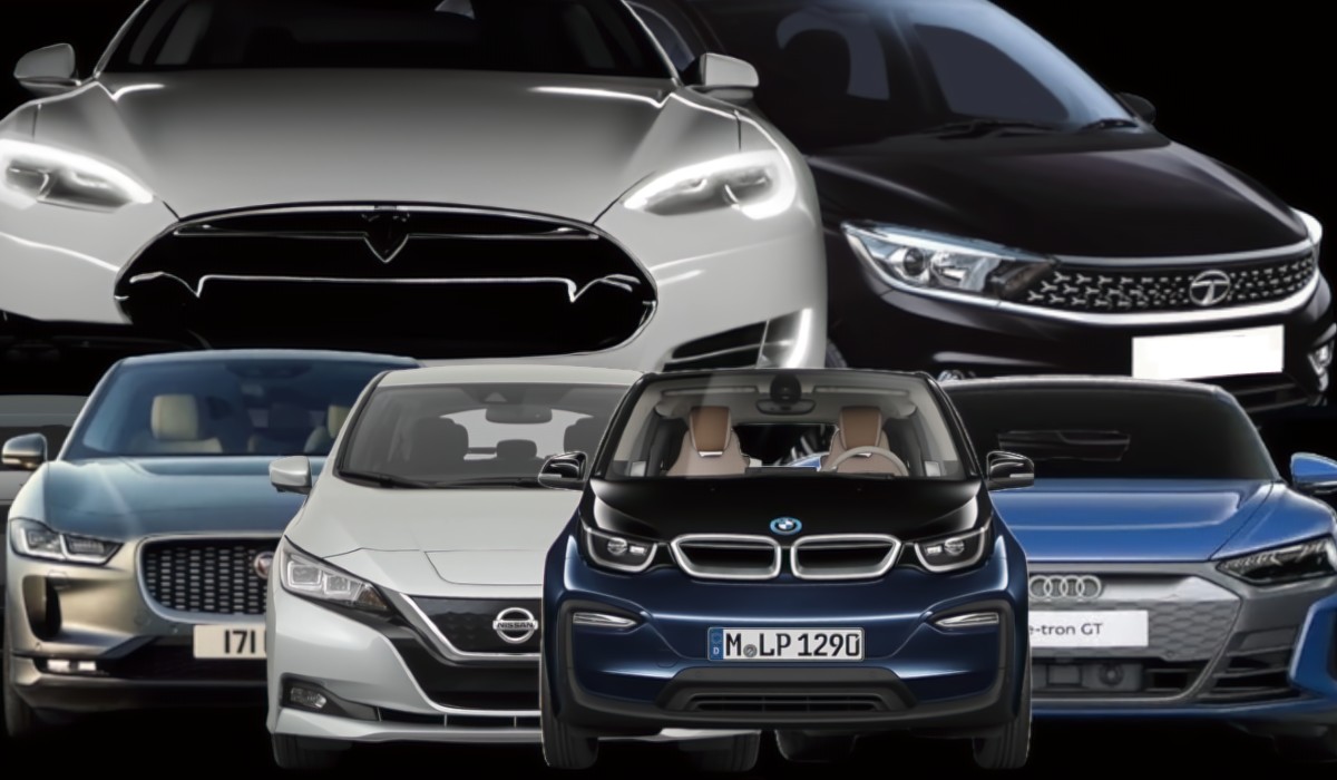  Image of Collage of electric vehicles, (Tesla, BMW, Audi... ect) 